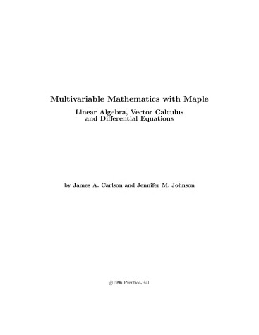 Book cover for Vector Calculus Multvar Math/Maple Vect