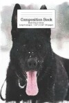 Book cover for Composition Book Black Dog in Snow - Large Hexagon