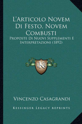 Cover of L'Articolo Novem Di Festo, Novem Combusti