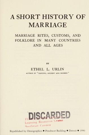 Cover of Short History of Marriage