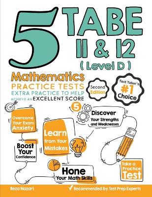 Book cover for 5 TABE 11 & 12 Math Practice Tests (Level D)