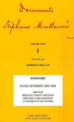 Book cover for Documents Stephane Mallarme - Nouvelle Serie I