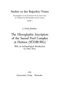 Book cover for The Hieroglyphic Inscription of the Sacred Pool Complex at Hattusa (Sudburg)