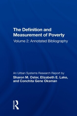 Cover of The Definition and Measurement of Poverty