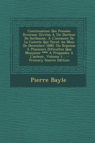 Cover of Continuation Des Pensees Diverses