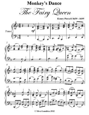 Book cover for Monkey's Dance the Fairy Queen Easy Intermediate Piano Sheet Music
