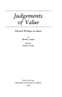 Book cover for Judgments of Value