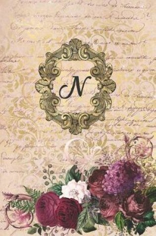 Cover of Simply Dots Dot Journal Notebook - Gilded Romance - Personalized Monogram Letter N