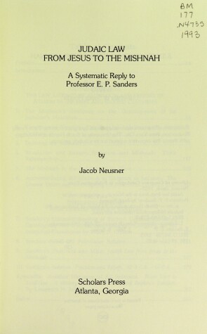 Cover of Judaic Law from Jesus to the Mishnah