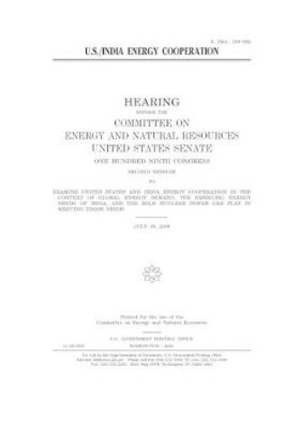 Cover of U.S./India energy cooperation