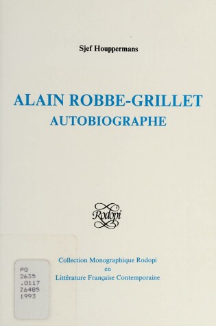 Cover of Alain Robbe-Grillet autobiographe