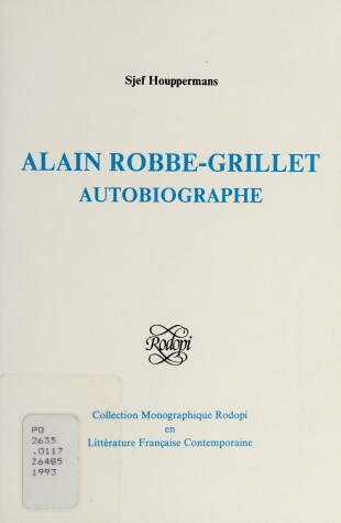 Book cover for Alain Robbe-Grillet autobiographe