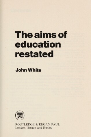 Cover of The Aims of Education Restated