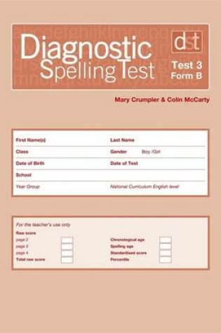 Cover of Diagnostic Spelling Tests: Test 3, Form B Pk10