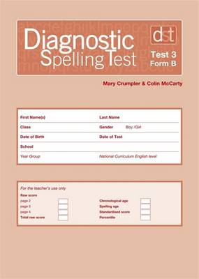 Book cover for Diagnostic Spelling Tests: Test 3, Form B Pk10