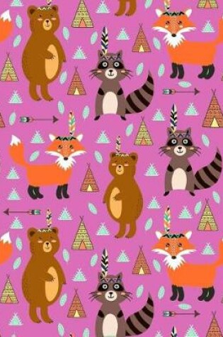 Cover of Bullet Journal Notebook Cute Tribal Raccoons, Foxes, and Bears Pattern 3