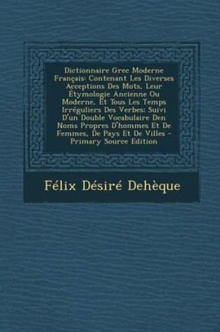 Cover of Dictionnaire Grec Moderne Francais