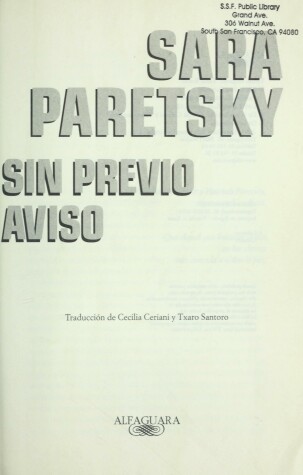 Book cover for Sin Previo Aviso