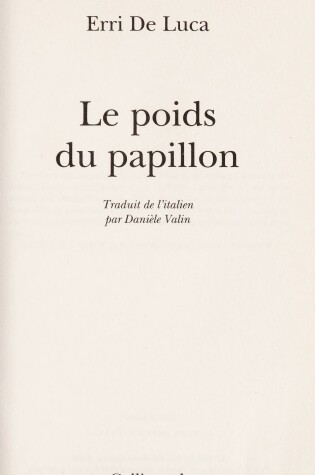 Cover of Le poids du papillon