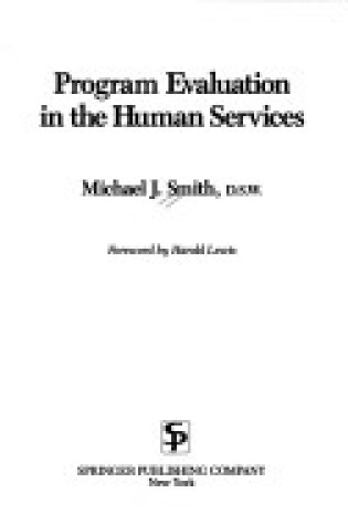 Cover of Program Evaluation in the Human Services