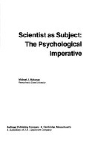 Cover of Scientist as Subject