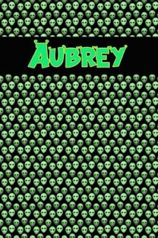 Cover of 120 Page Handwriting Practice Book with Green Alien Cover Aubrey