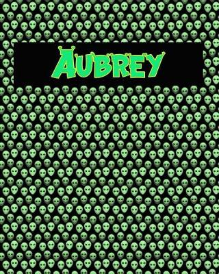 Book cover for 120 Page Handwriting Practice Book with Green Alien Cover Aubrey