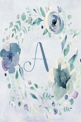 Cover of Notebook 6"x9", Letter A - Blue Purple Floral Design