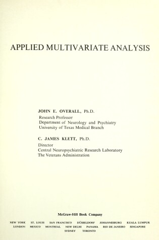 Cover of Applied Multivariate Analysis