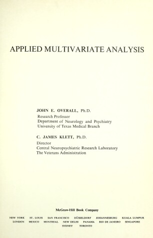 Book cover for Applied Multivariate Analysis