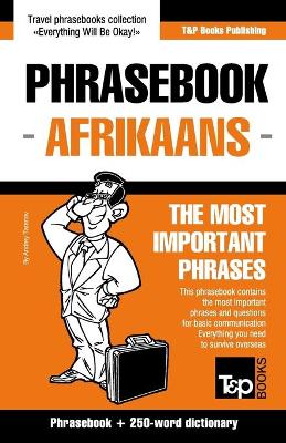 Book cover for English-Afrikaans phrasebook and 250-word mini dictionary