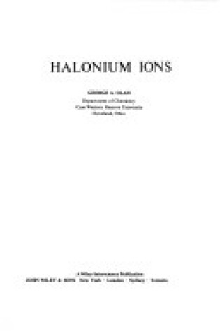 Cover of Halonium Ions