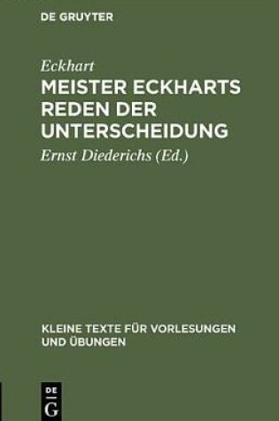 Cover of Meister Eckharts Reden Der Unterscheidung