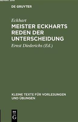 Book cover for Meister Eckharts Reden Der Unterscheidung