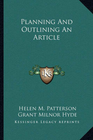 Cover of Planning and Outlining an Article