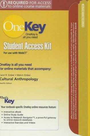 Cover of OneKey WebCT, Student  Access Kit, Cultural Anthropology