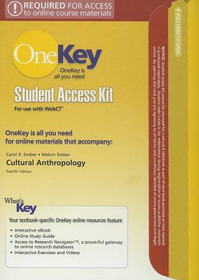 Book cover for OneKey WebCT, Student  Access Kit, Cultural Anthropology