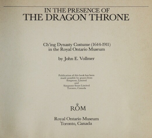 Book cover for In the Presence of the Dragon Throne