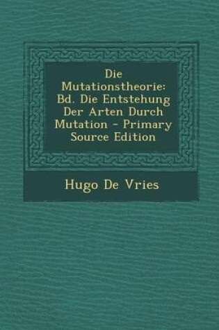 Cover of Die Mutationstheorie