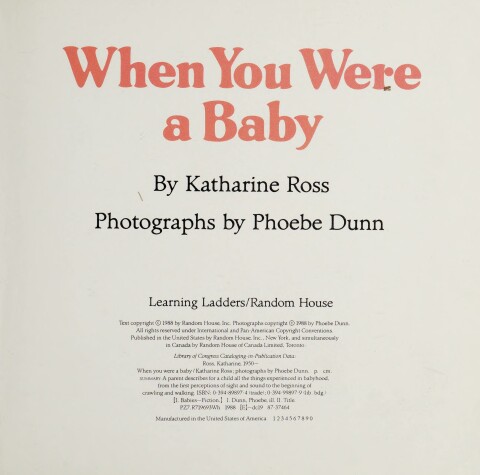 Book cover for When You Were A Baby #