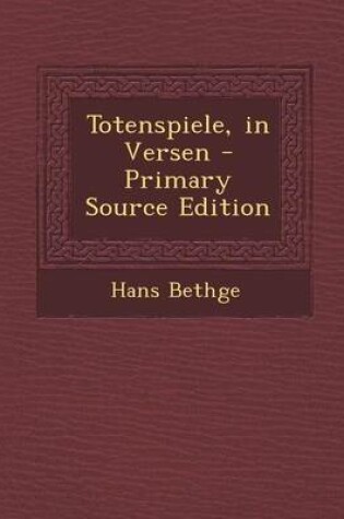 Cover of Totenspiele, in Versen