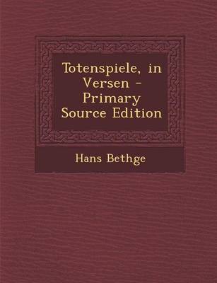 Book cover for Totenspiele, in Versen