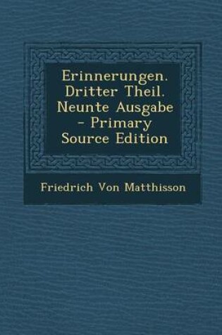 Cover of Erinnerungen. Dritter Theil. Neunte Ausgabe