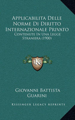 Book cover for Applicabilita Delle Norme Di Diritto Internazionale Privato