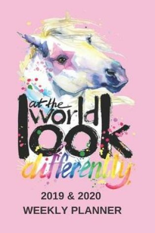 Cover of 2019 & 2020 Weekly Planner for Girls Pink Unicorn Cover Art Agenda Day Planner for Two Years of Planning