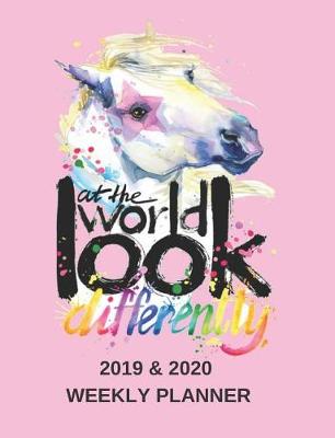 Book cover for 2019 & 2020 Weekly Planner for Girls Pink Unicorn Cover Art Agenda Day Planner for Two Years of Planning