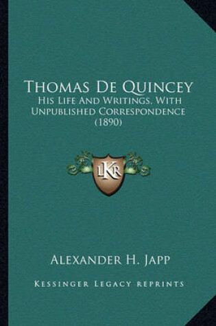 Cover of Thomas de Quincey Thomas de Quincey