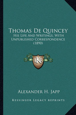 Book cover for Thomas de Quincey Thomas de Quincey