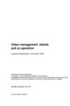 Book cover for Urban Management, Statute and Co-operation