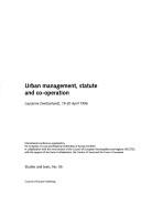 Cover of Urban Management, Statute and Co-operation